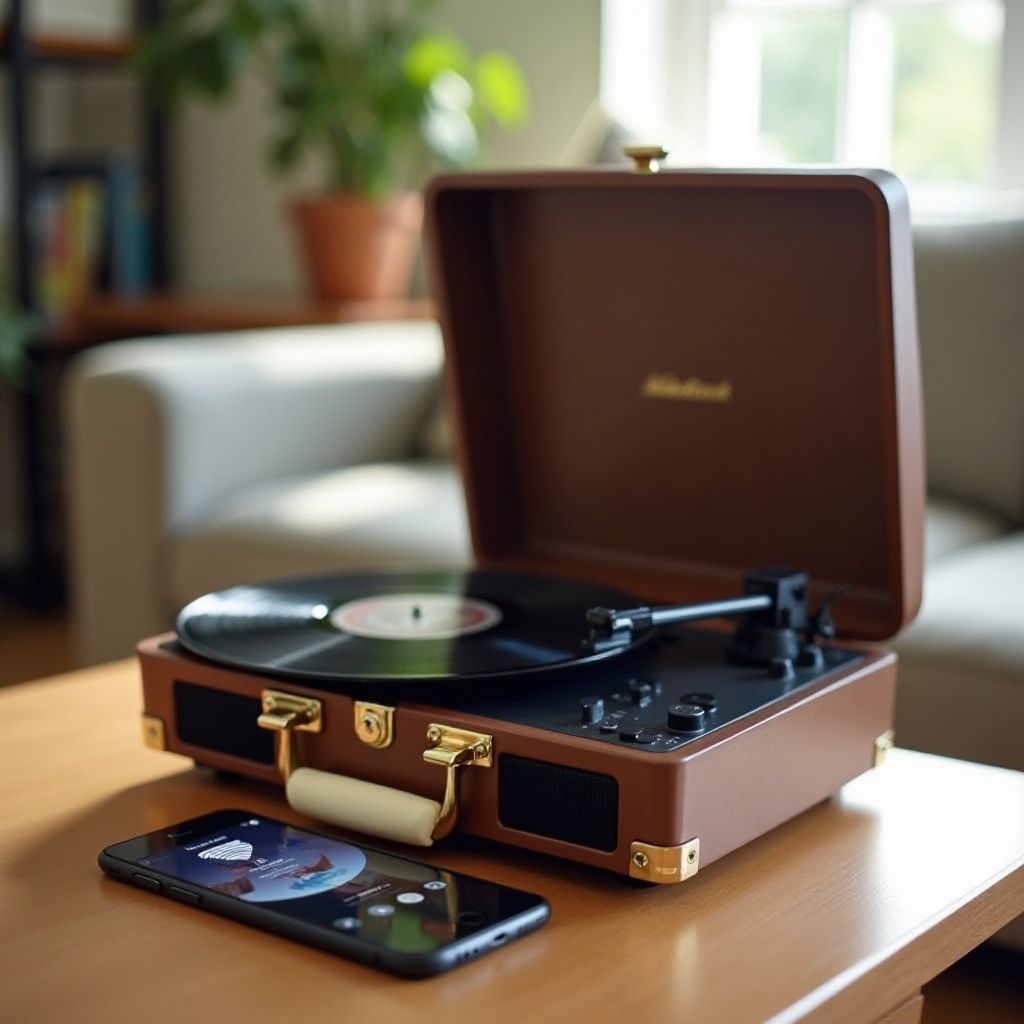 cómo vincular el teléfono al tocadiscos Victrola