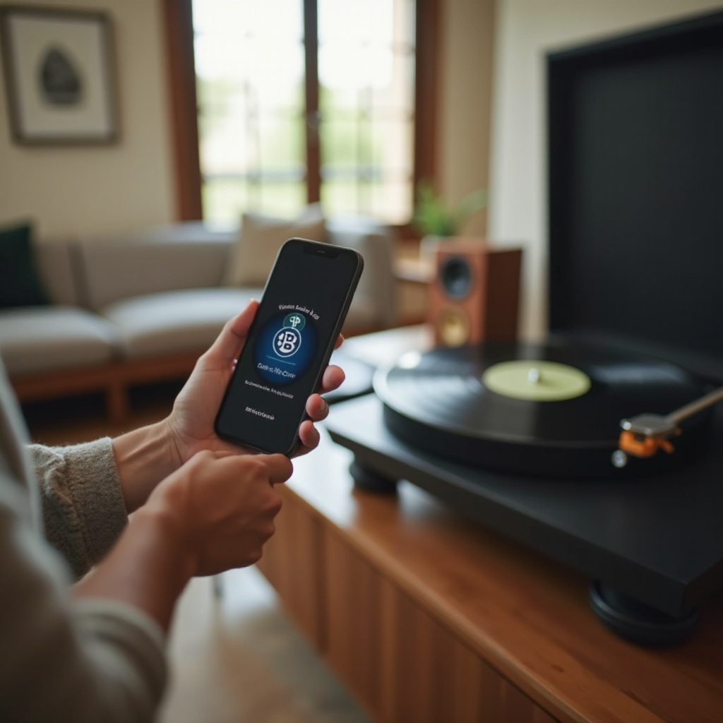 como emparelhar o telefone ao toca-discos Victrola